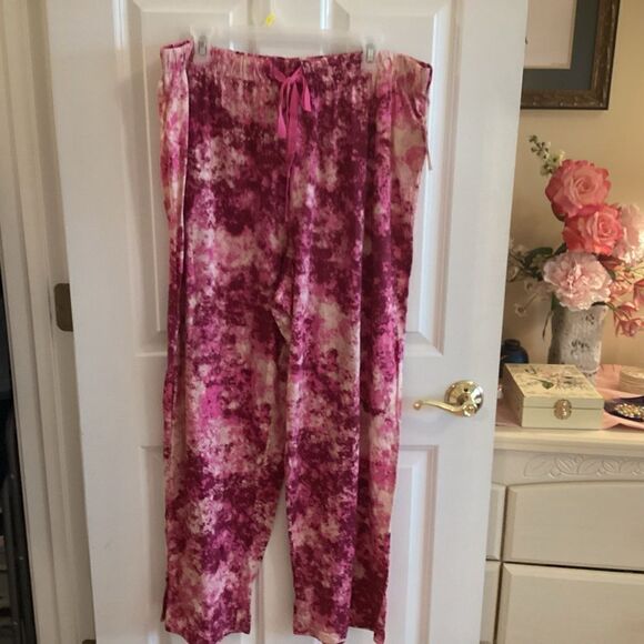 NWT. Jenni Brand Women’s Splash Pinks and Wines Long PJ Pants 2X. 3X - Picture 1 of 11